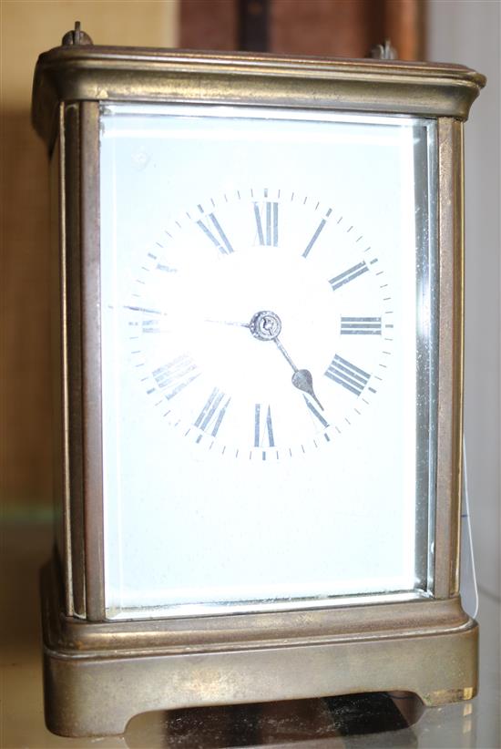 A large brass carriage clock(-)